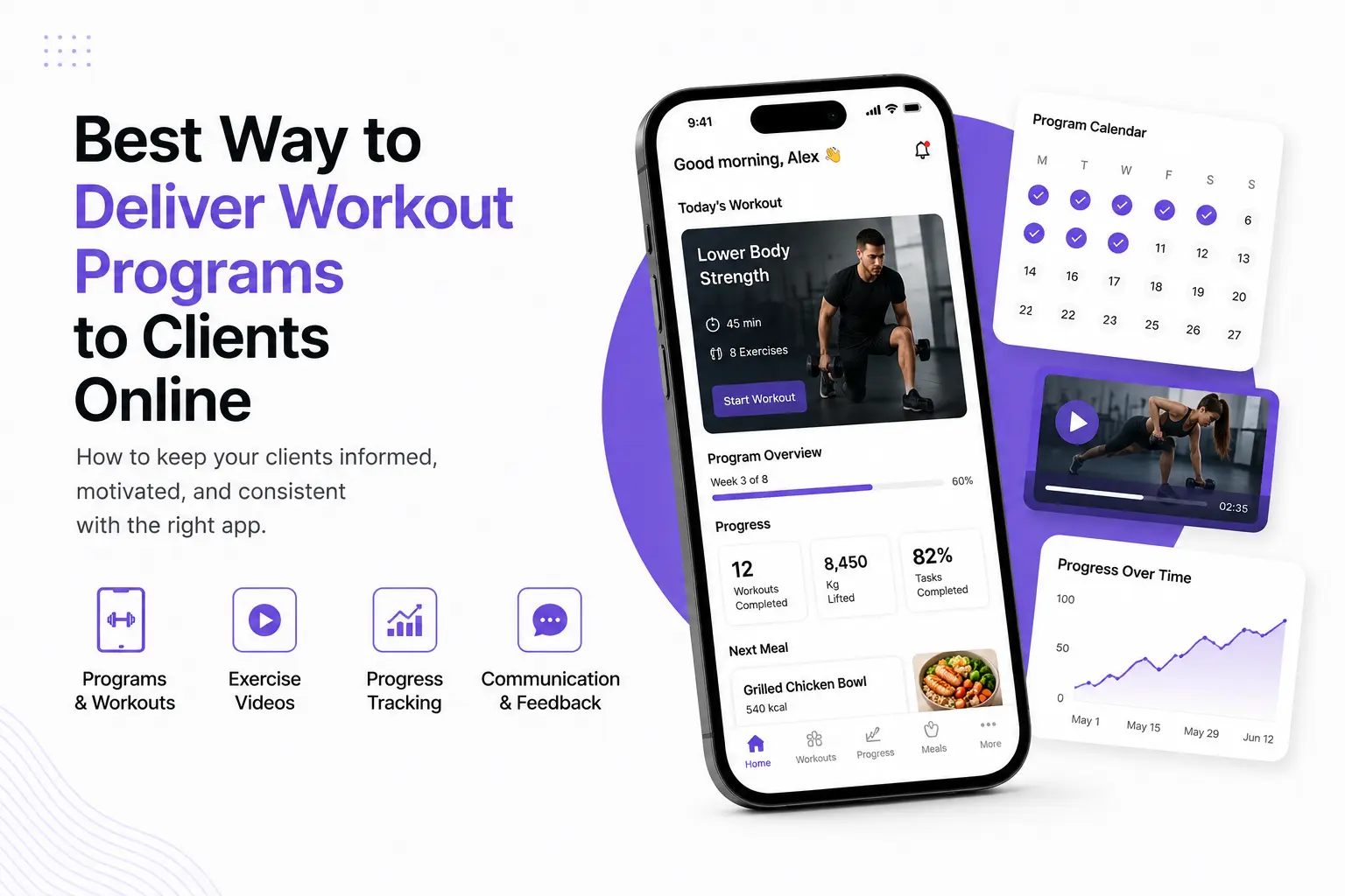 Guide cover showing a mobile app for delivering workout programs to clients online