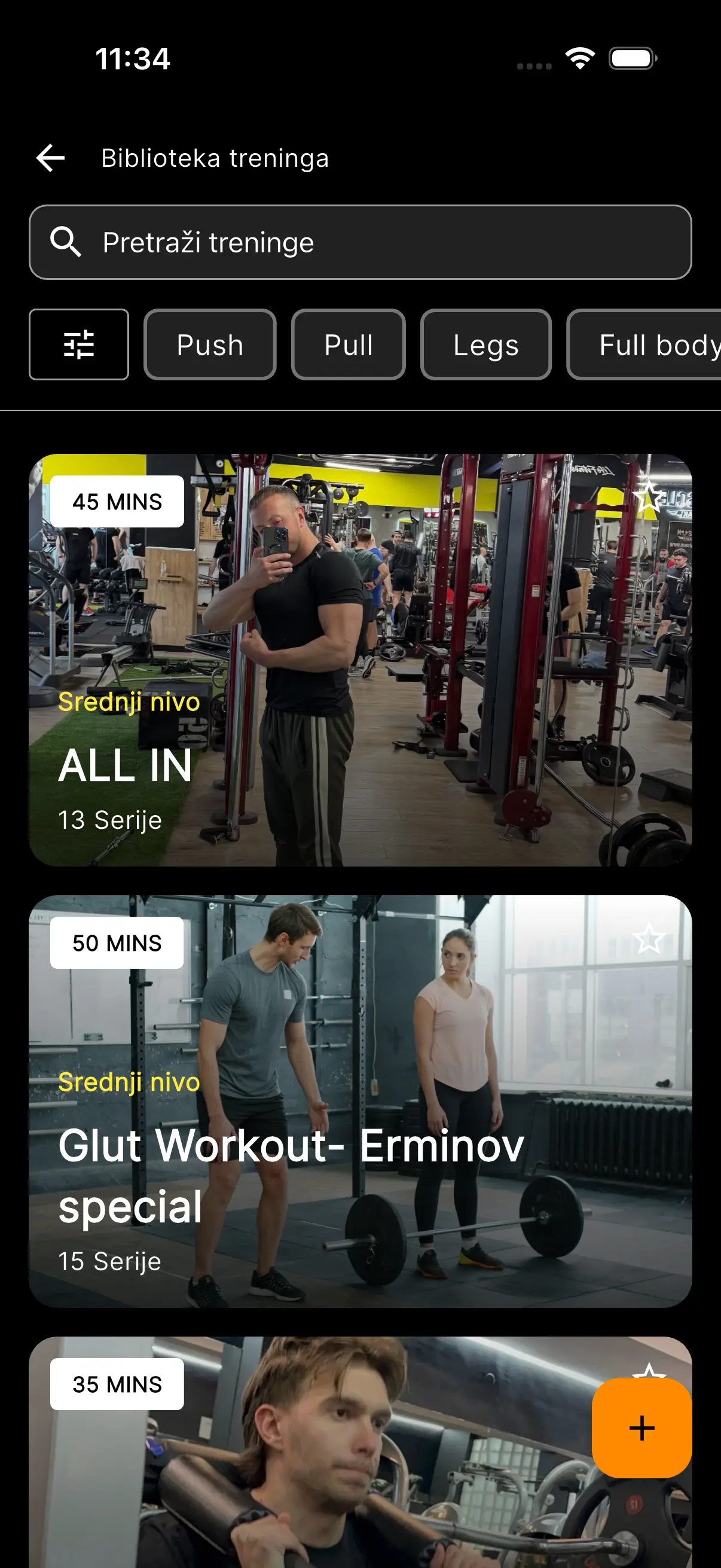 CoachSuit ekran sa treninzima